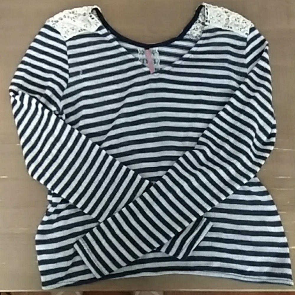 MAUVE blue and white striped sweater